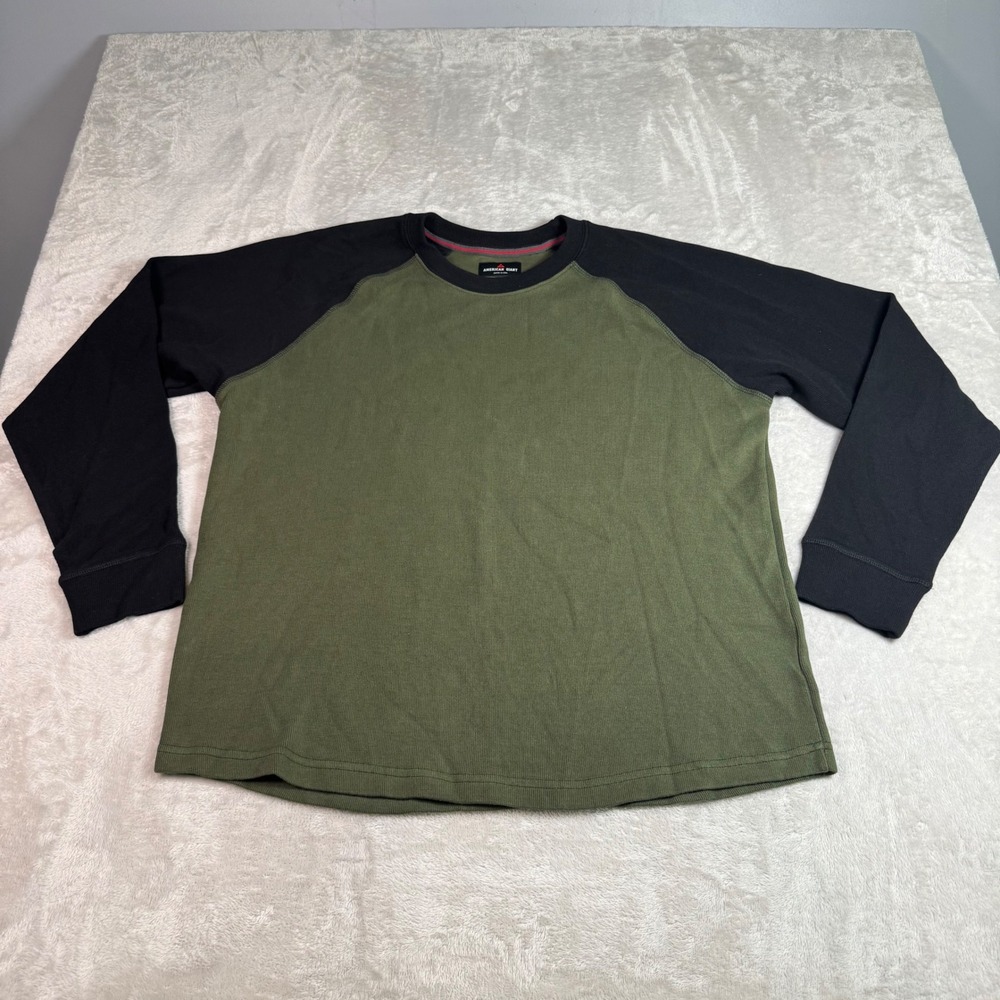 NWOT‎ American Giant Mens L French Rib Raglan Colorblock Crewneck Pullover Green - Picture 2 of 9